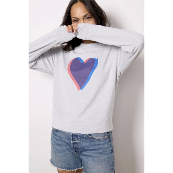 EVEREVE Heart Sweatshirt Sweater in Grey Blue Casual Lounge Comfy Oversized XL - Picture 1 of 11